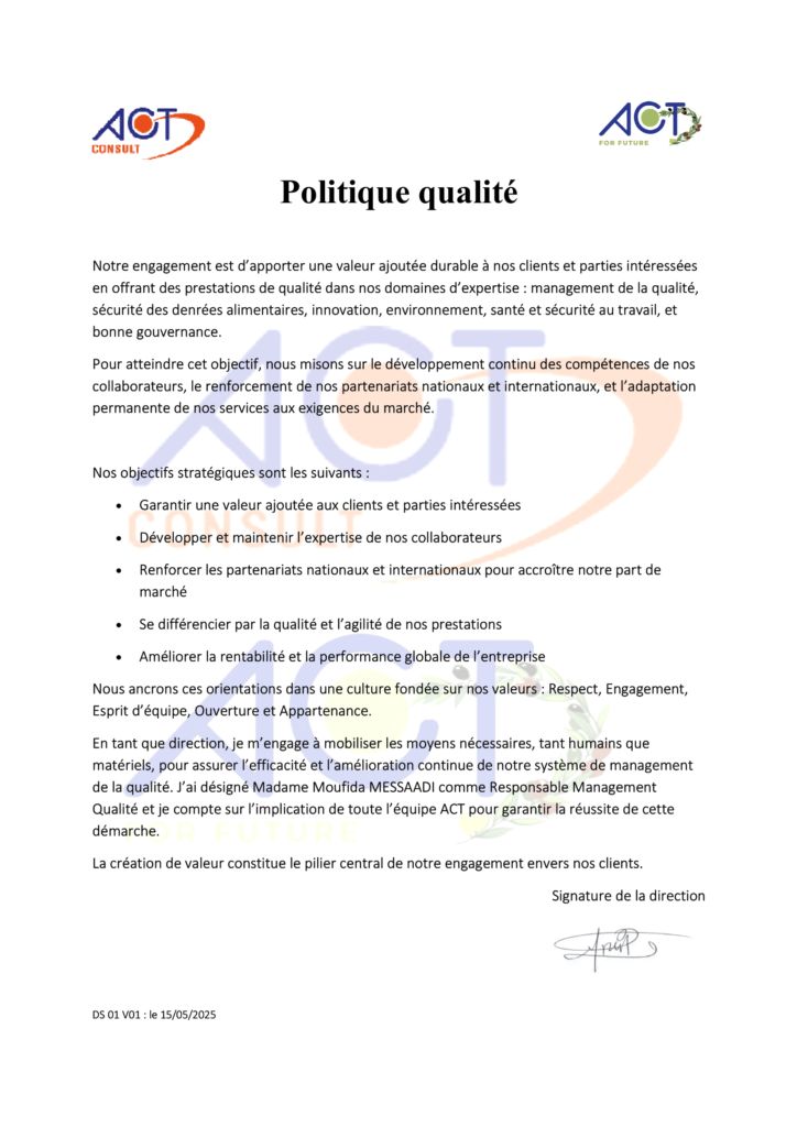 Politique qualité